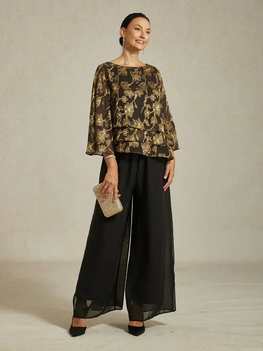 Chemise en chiffon floral avec col bateau