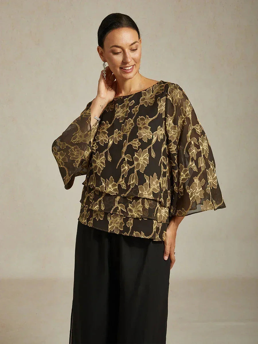Chemise en chiffon floral avec col bateau