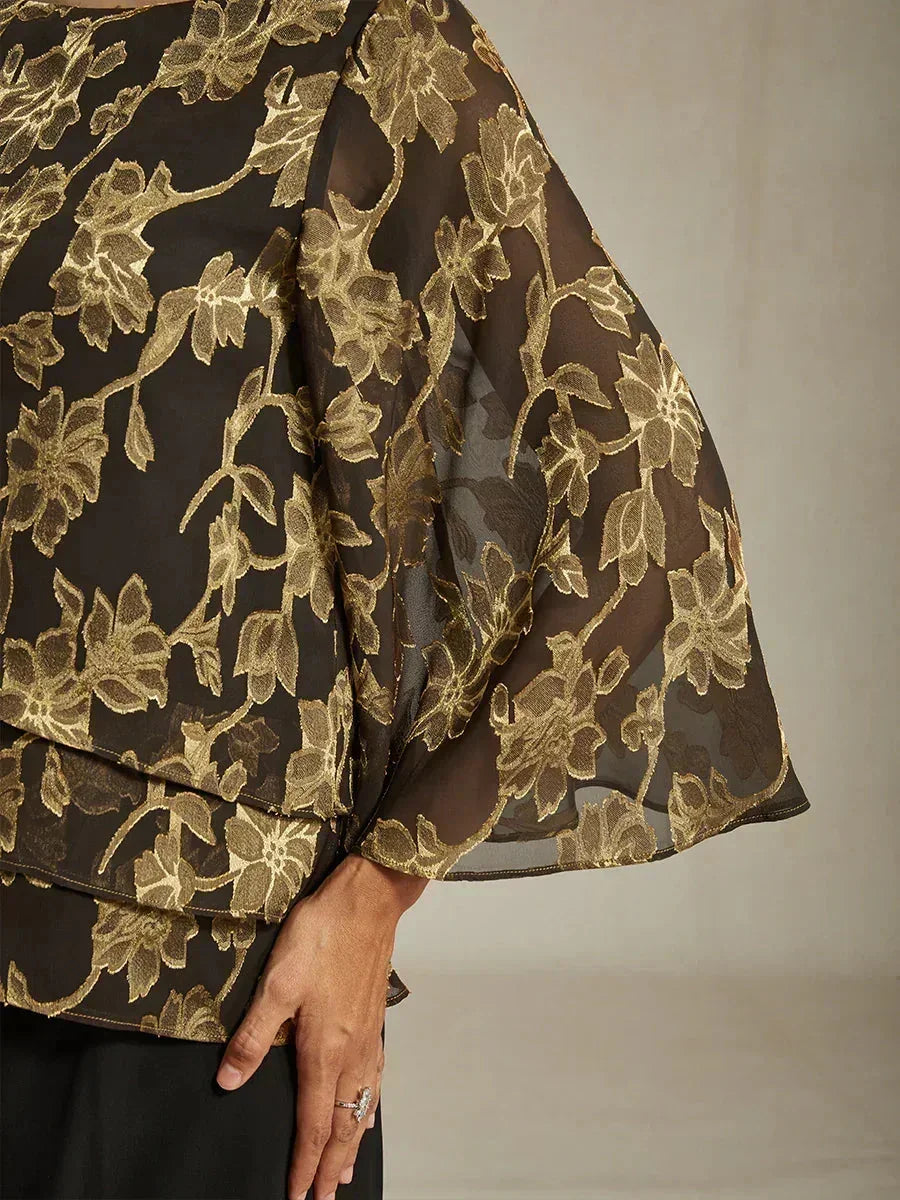 Chemise en chiffon floral avec col bateau