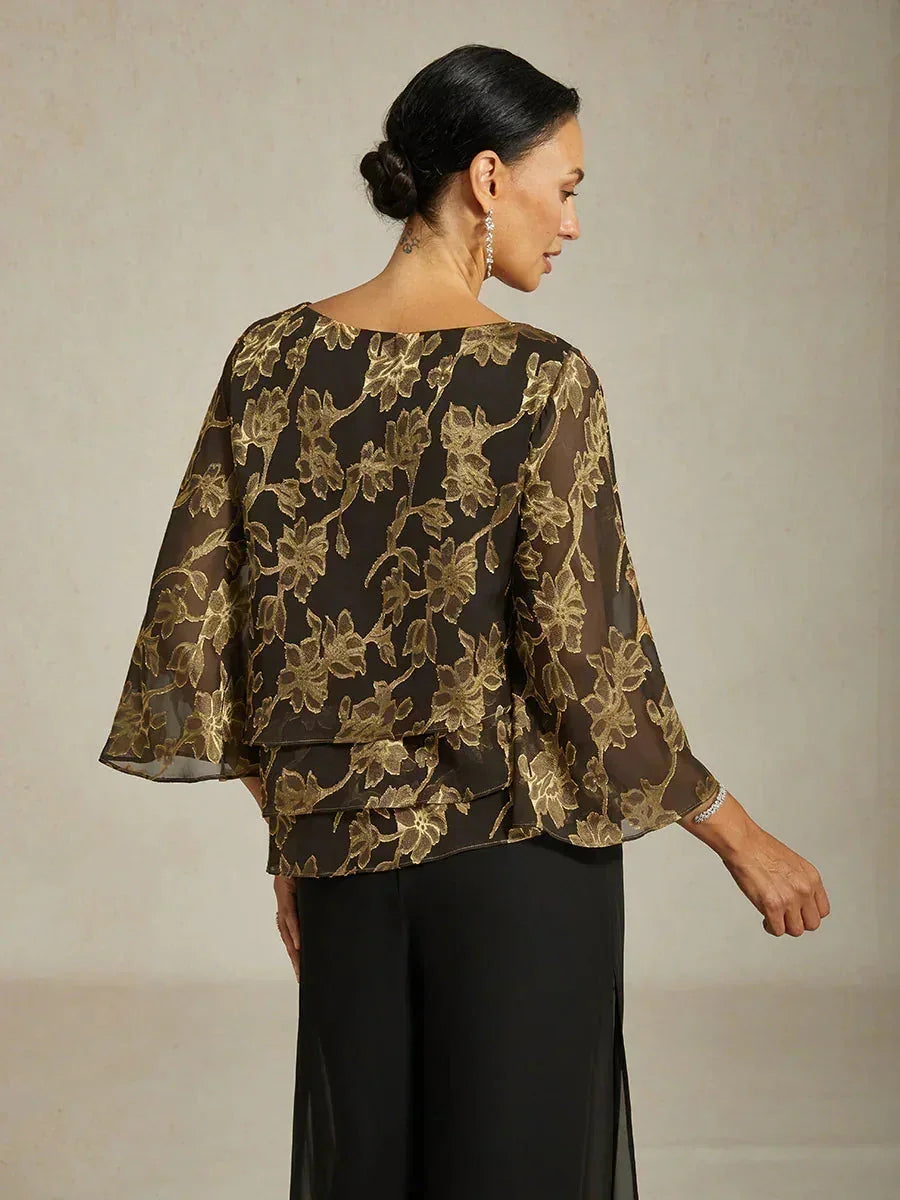 Chemise en chiffon floral avec col bateau