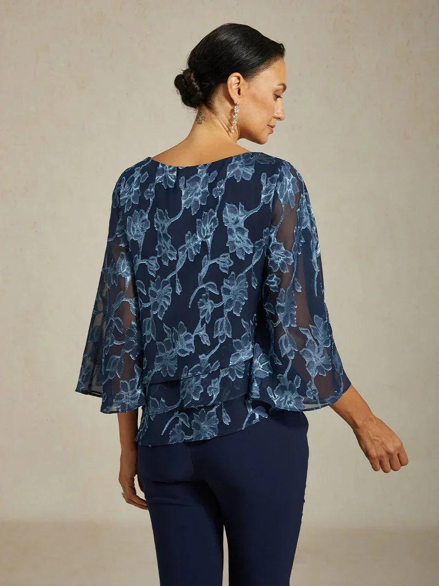 Chemise en chiffon floral avec col bateau