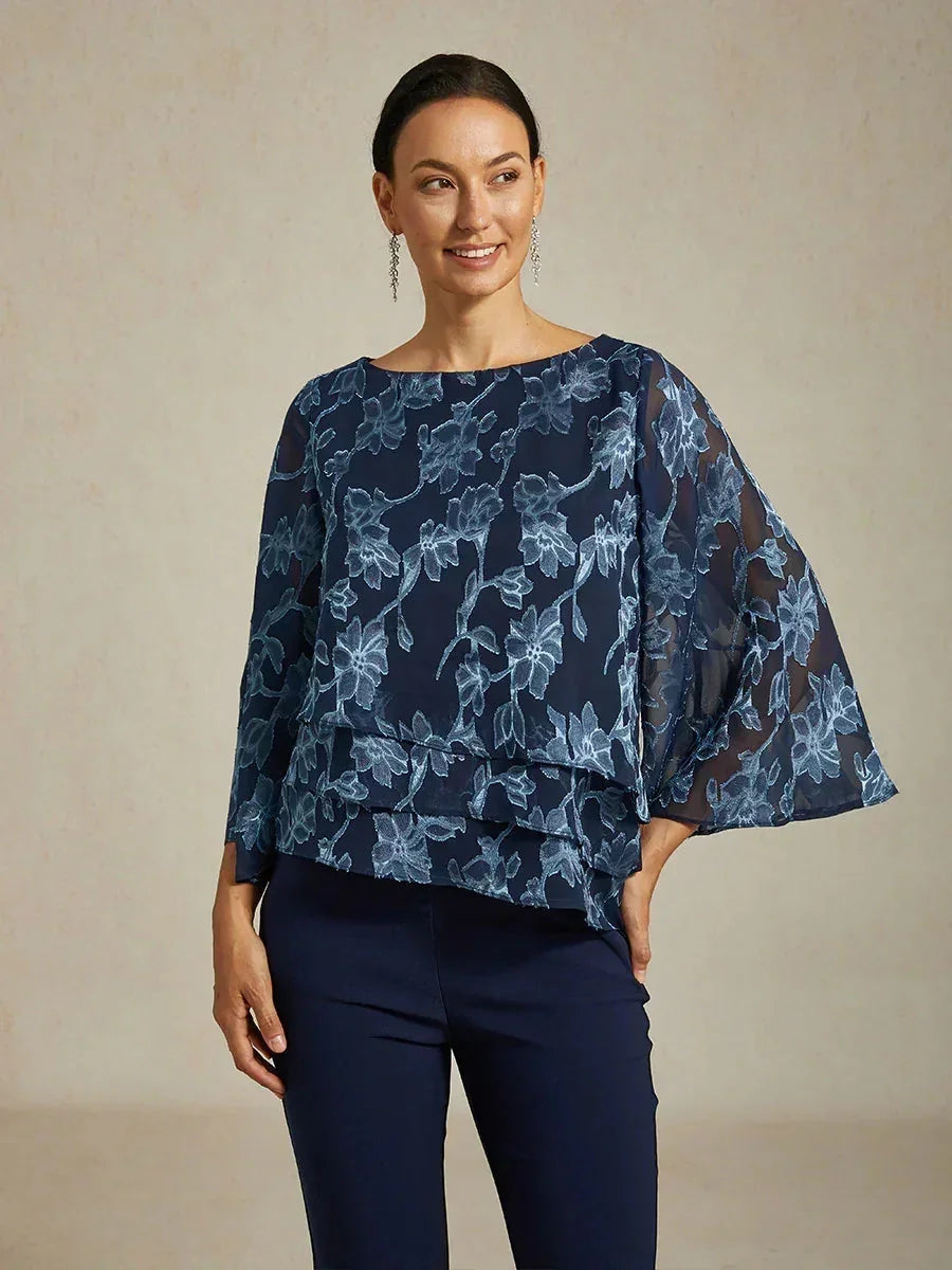 Chemise en chiffon floral avec col bateau