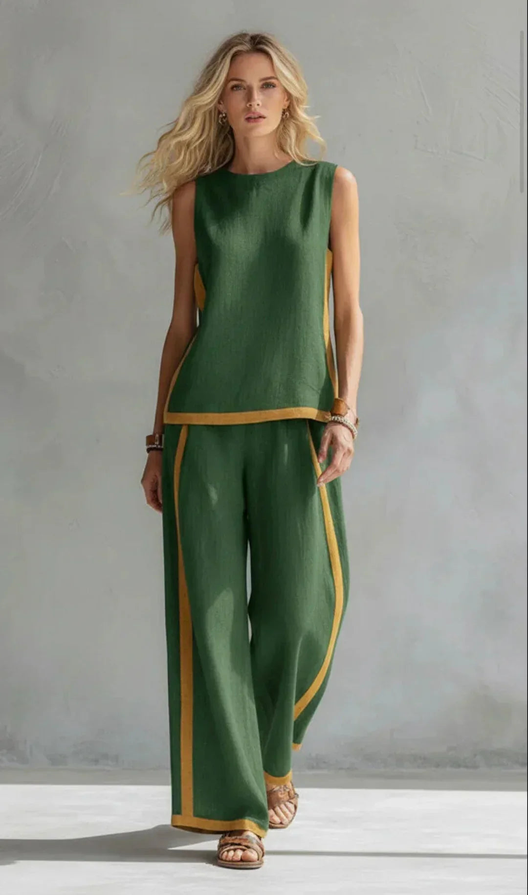 Ursula - Ensemble élégant et décontracté de veste et pantalon avec des finitions bicolores