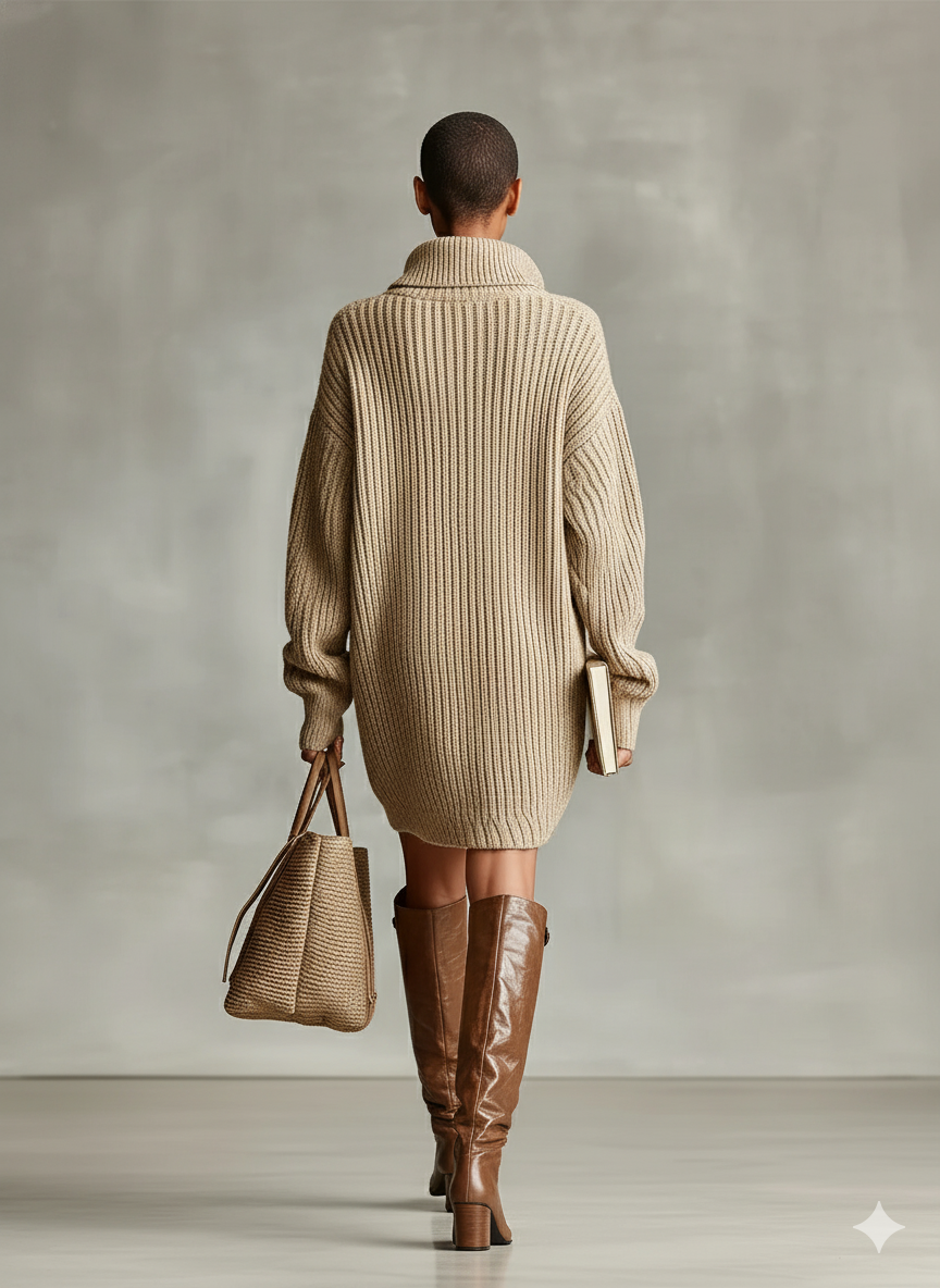 Robe cardigan mini avec boutons avant pour femmes - Couleur marron MDA1086J2I