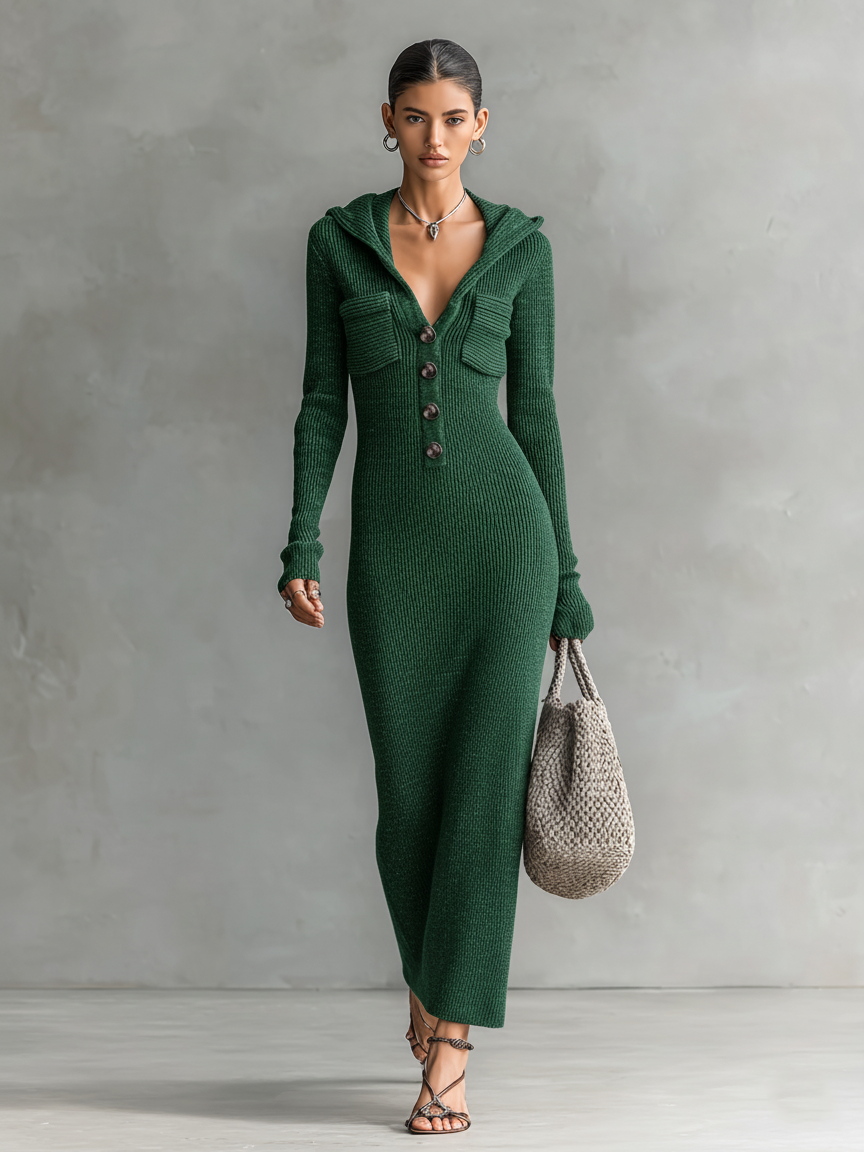 Robes maxi tricotées avec chapeau pour femmes MDA1451H6Y