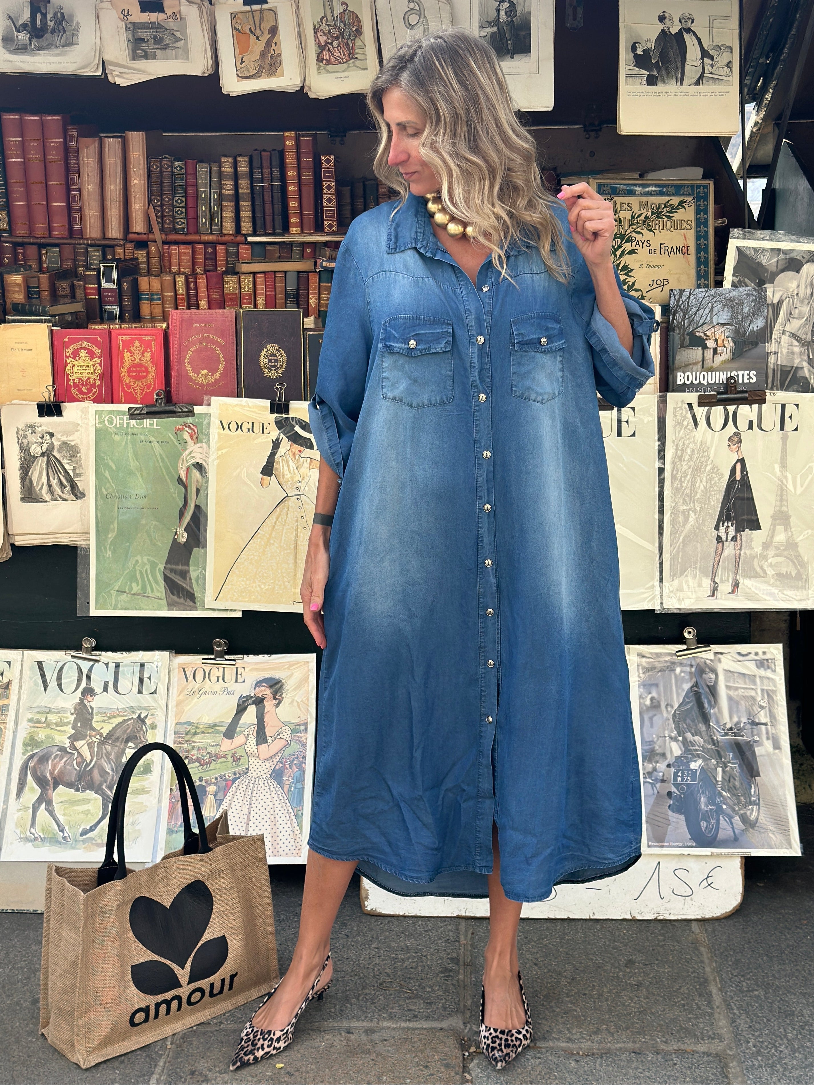 Robe Tencel Saint-Tropez bleu moyen