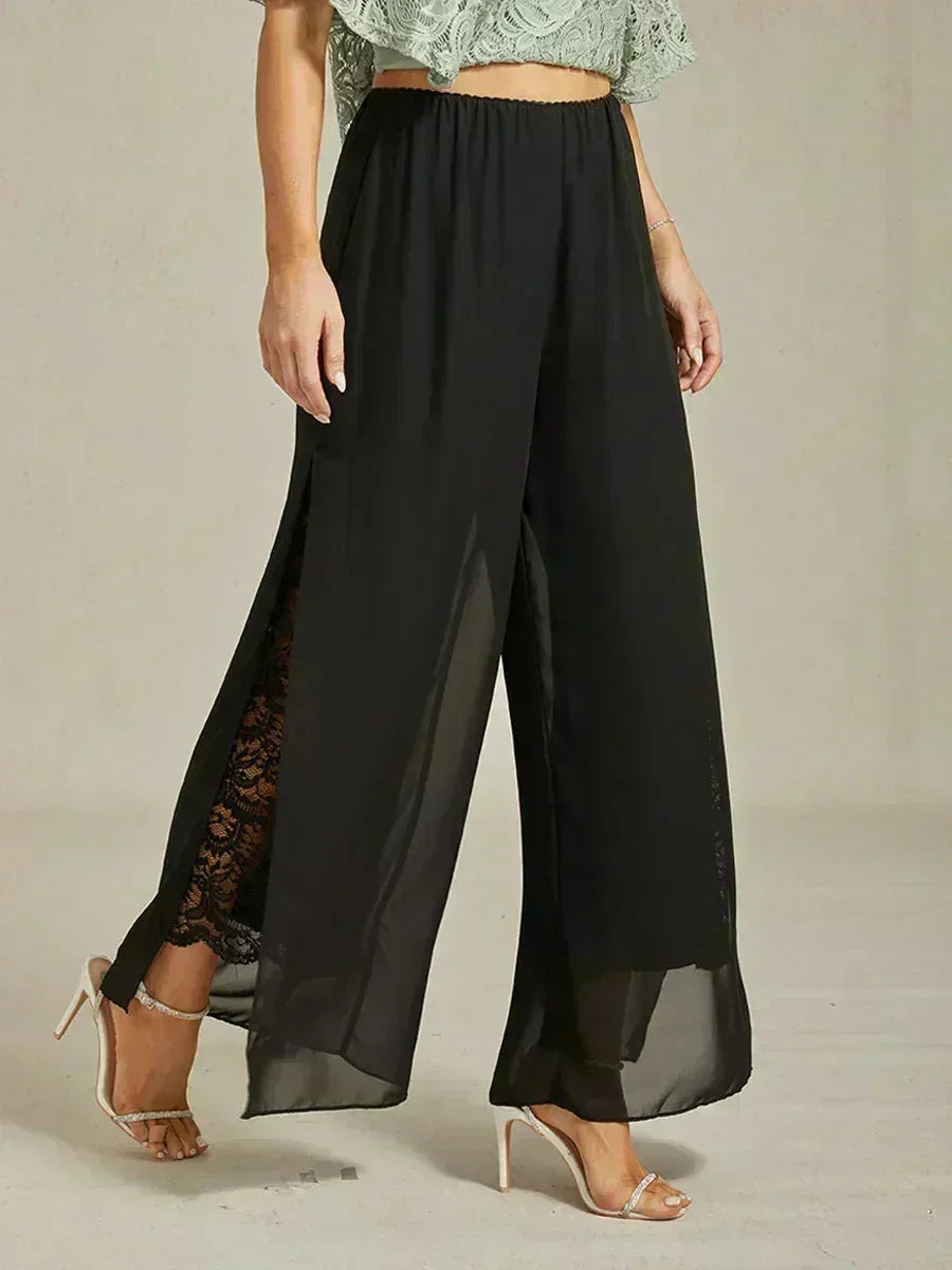 Pantalons droits avec une couche de chiffon
