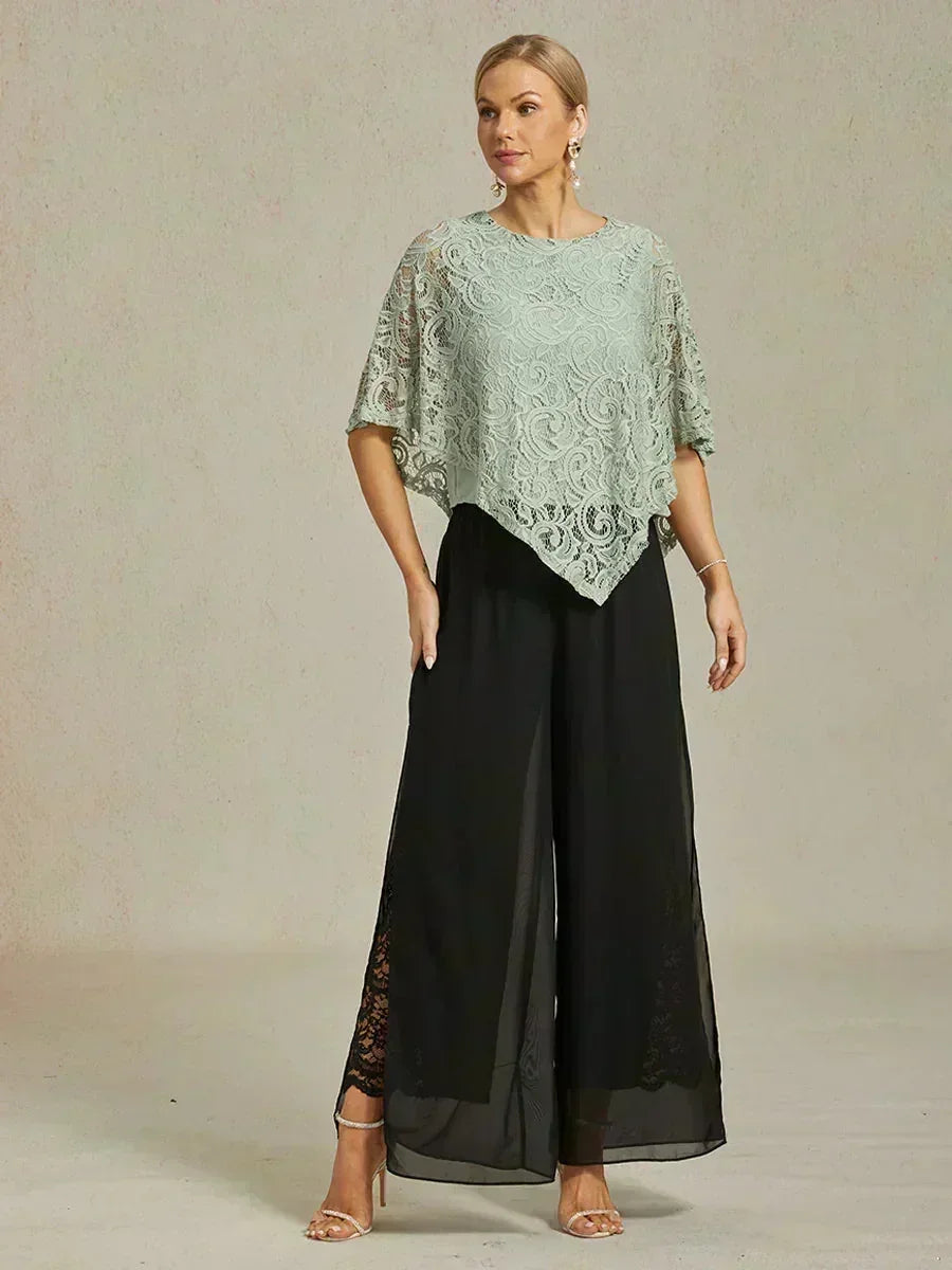 Pantalons à jambes droites avec une couche de chiffon découpée