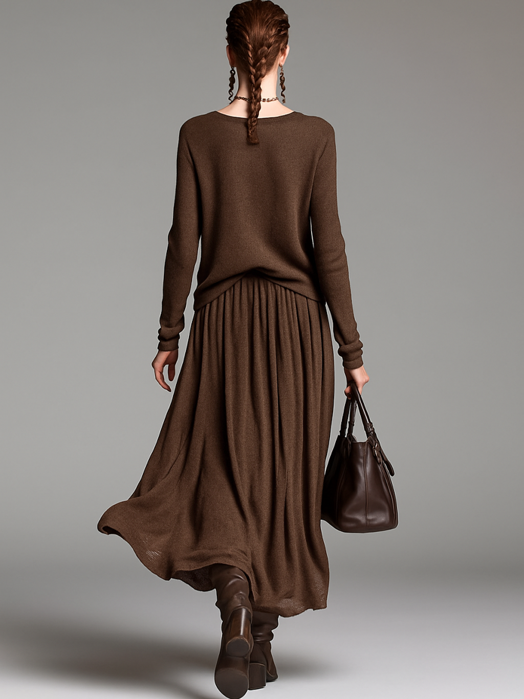 Ensemble jupe et pull avec col rond