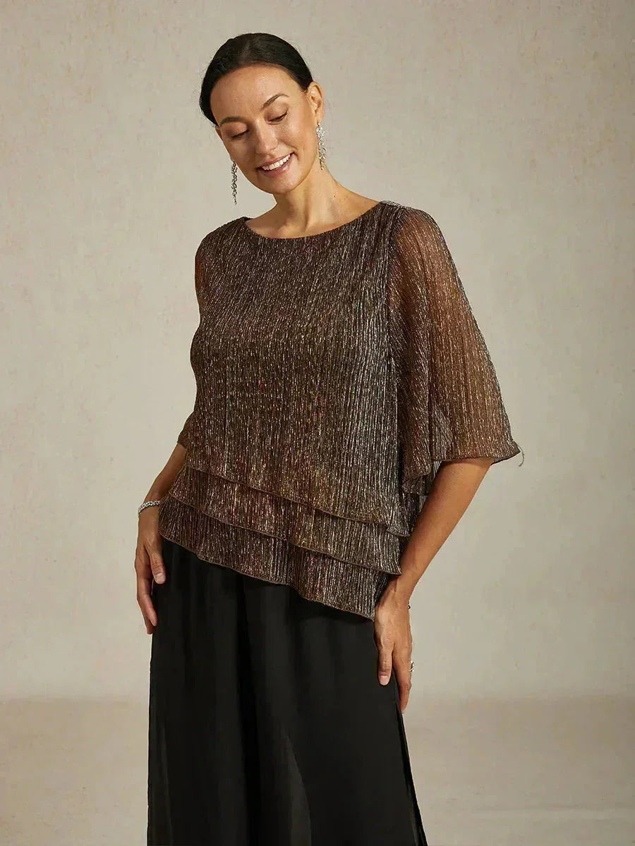 Chemise à couches asymétrique en chiffon froissé métallique
