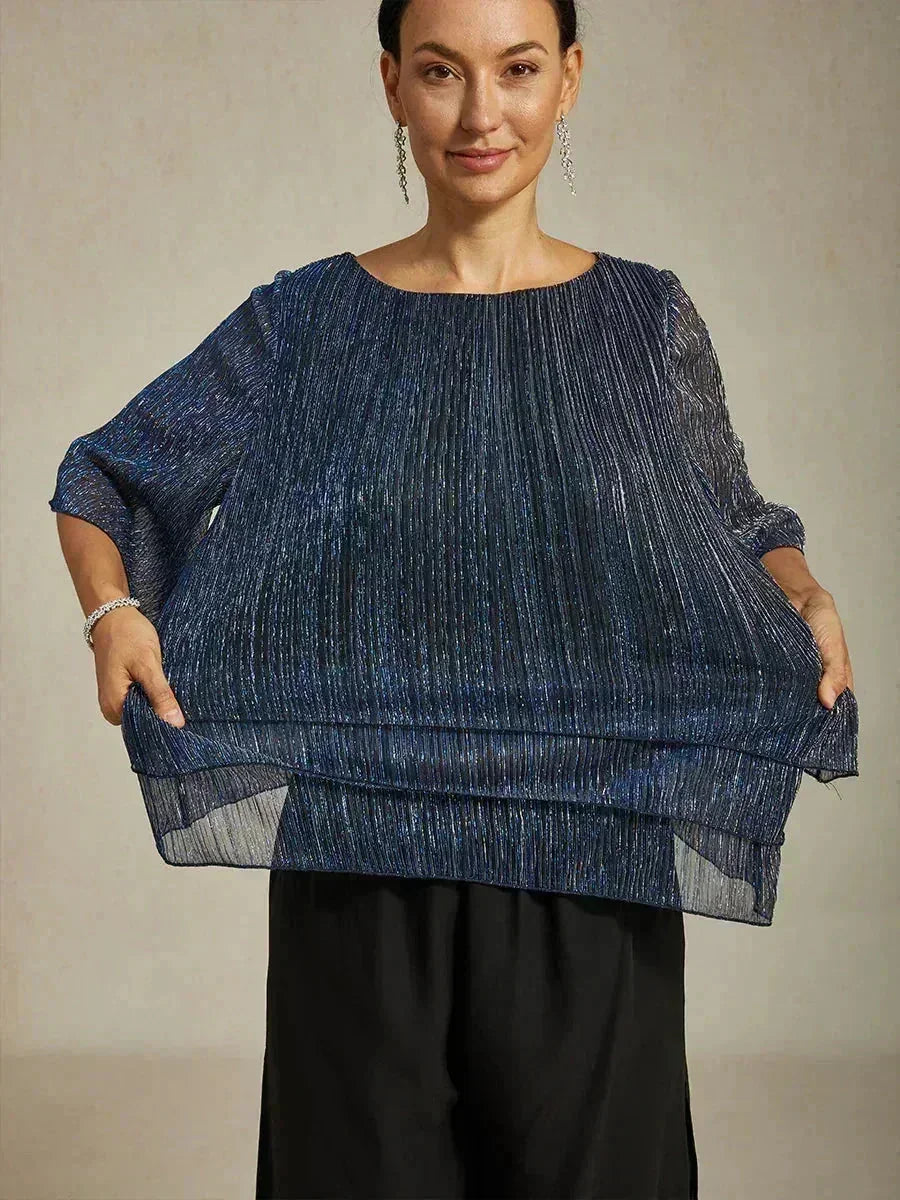 Chemise à couches asymétrique en chiffon froissé métallique