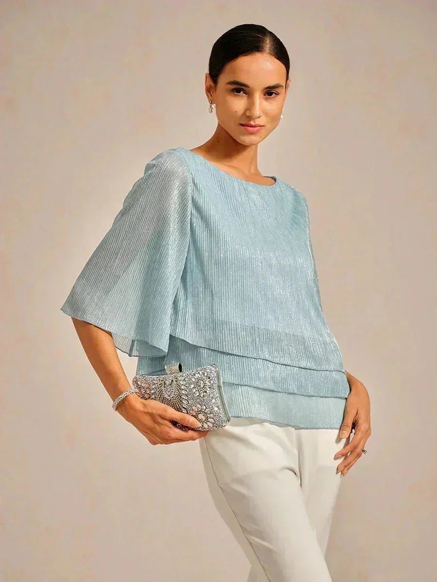 Chemise à couches asymétrique en chiffon froissé métallique