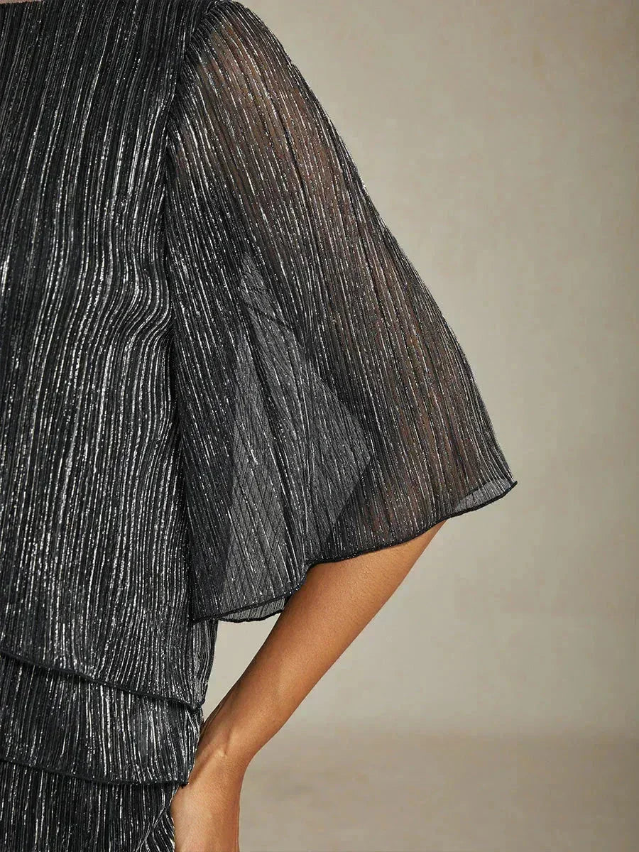 Chemise à couches asymétrique en chiffon froissé métallique