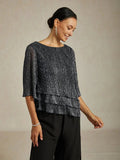 Chemise à couches asymétrique en chiffon froissé métallique