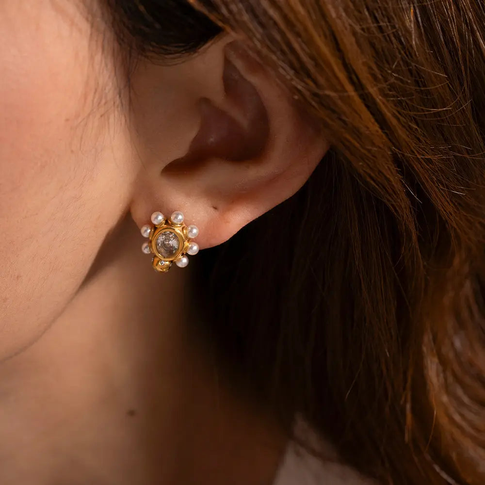 Boucles d'oreilles en or avec perle