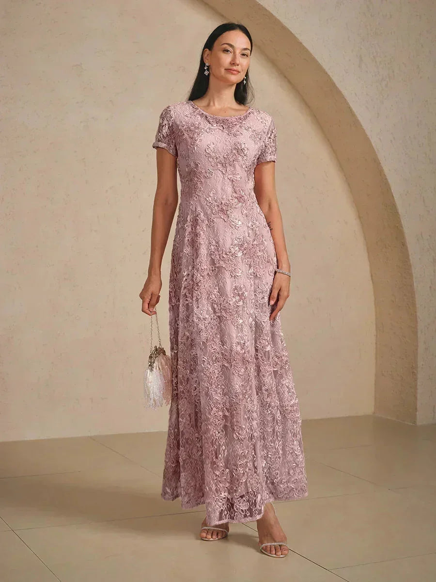 Robes A-Line en dentelle avec des décorations de paillettes