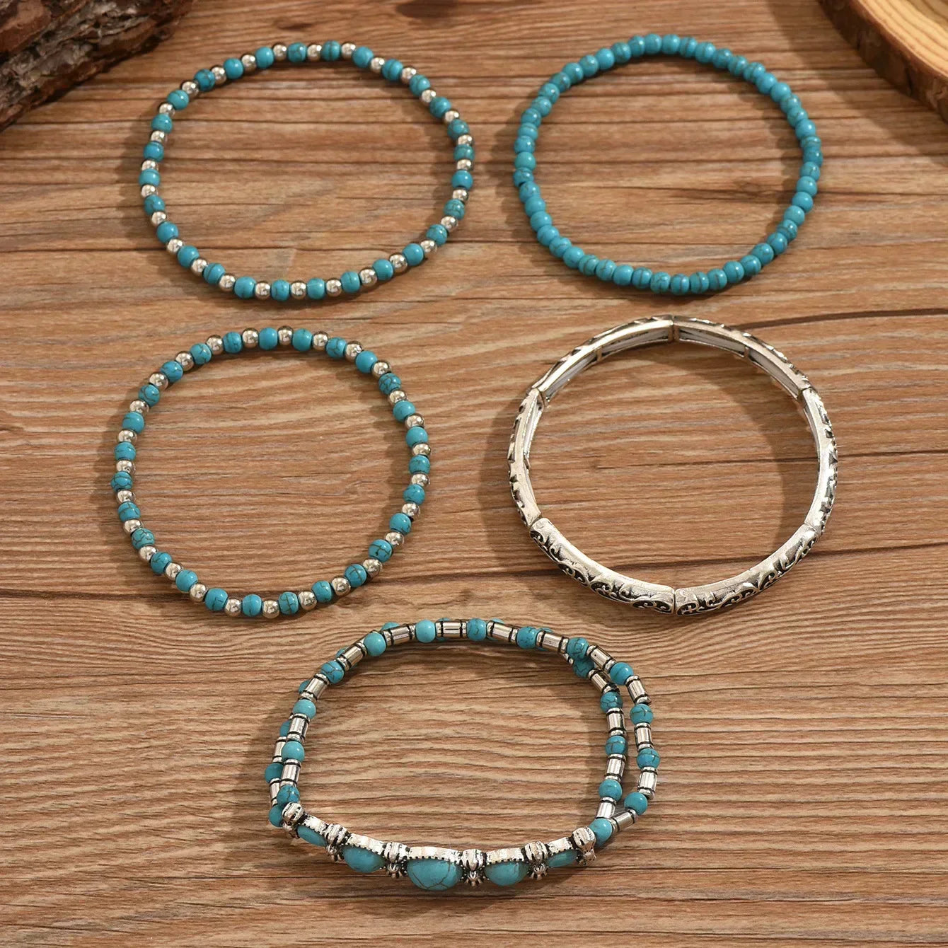 Ensemble de bracelets bohème avec perles turquoise