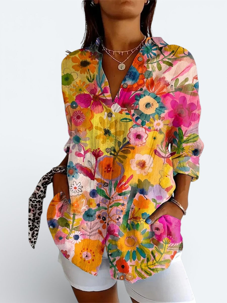 Valeria | Chemise à boutons artistique colorée