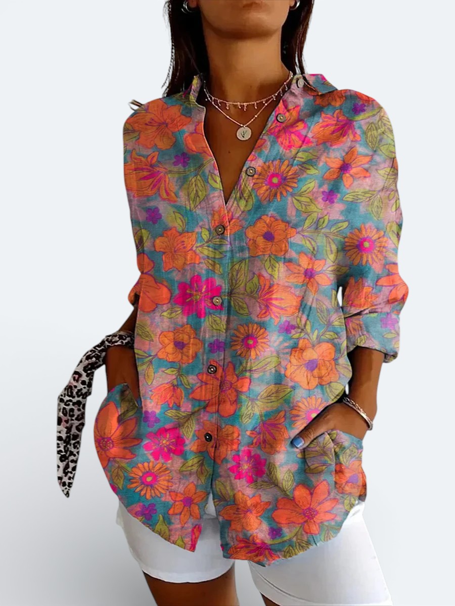 Valeria | Chemise à boutons artistique colorée