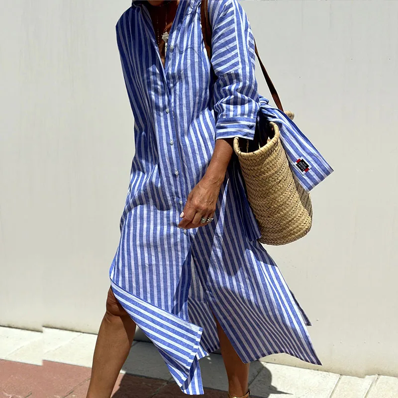 Sophie - Robe chemise élégante à rayures