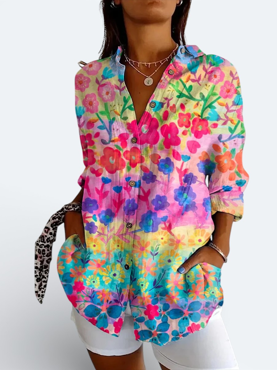 Valeria | Chemise à boutons artistique colorée