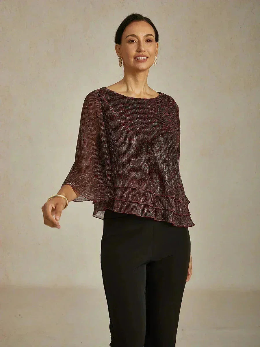 Chemise à couches asymétrique en chiffon froissé métallique