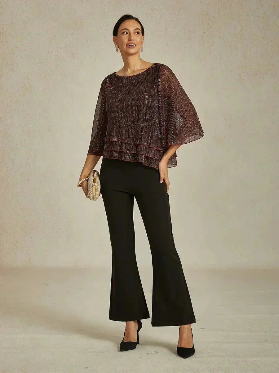 Chemise asymétrique en soie métallique plissée