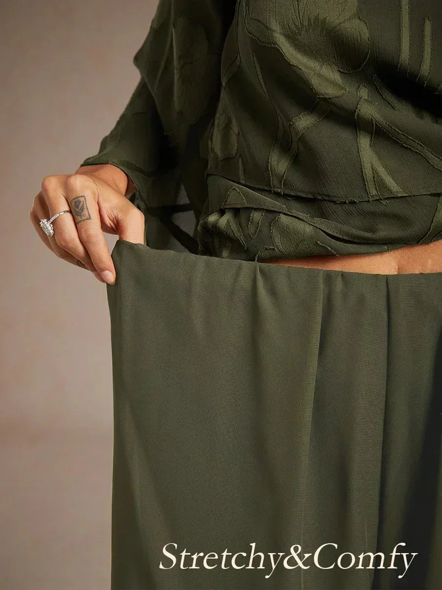 Pantalons droits avec une couche de chiffon fendue