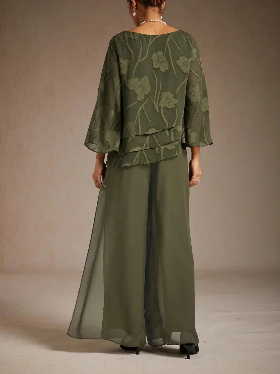 Pantalons à coupe droite avec une couche de chiffon