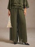 Pantalons à coupe droite avec une couche de chiffon