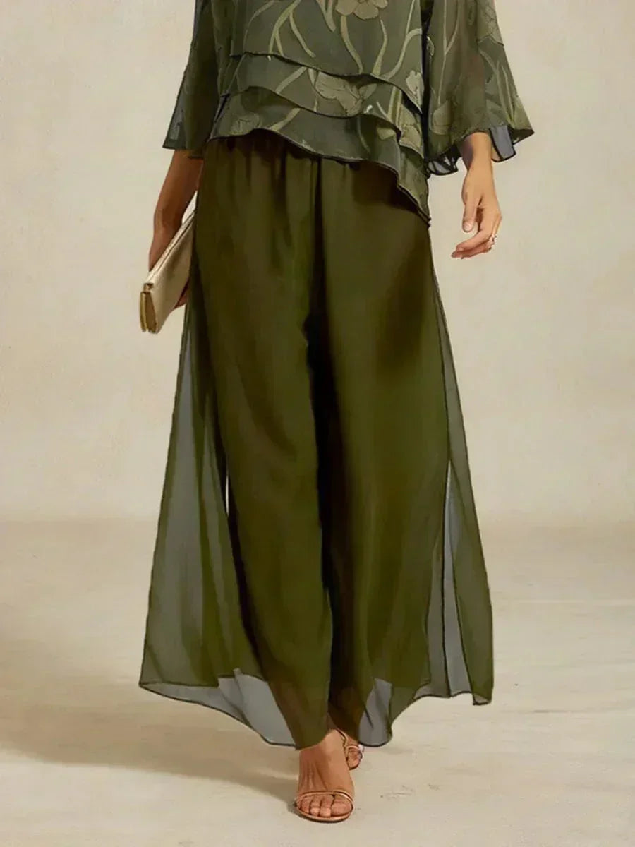 Pantalons droits avec une couche de chiffon fendue