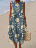 Bleu | Robe midi bohème