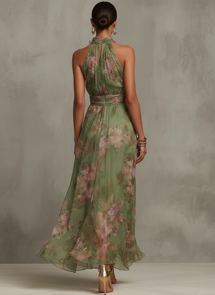 Libye - Robe maxi avec col fleuri