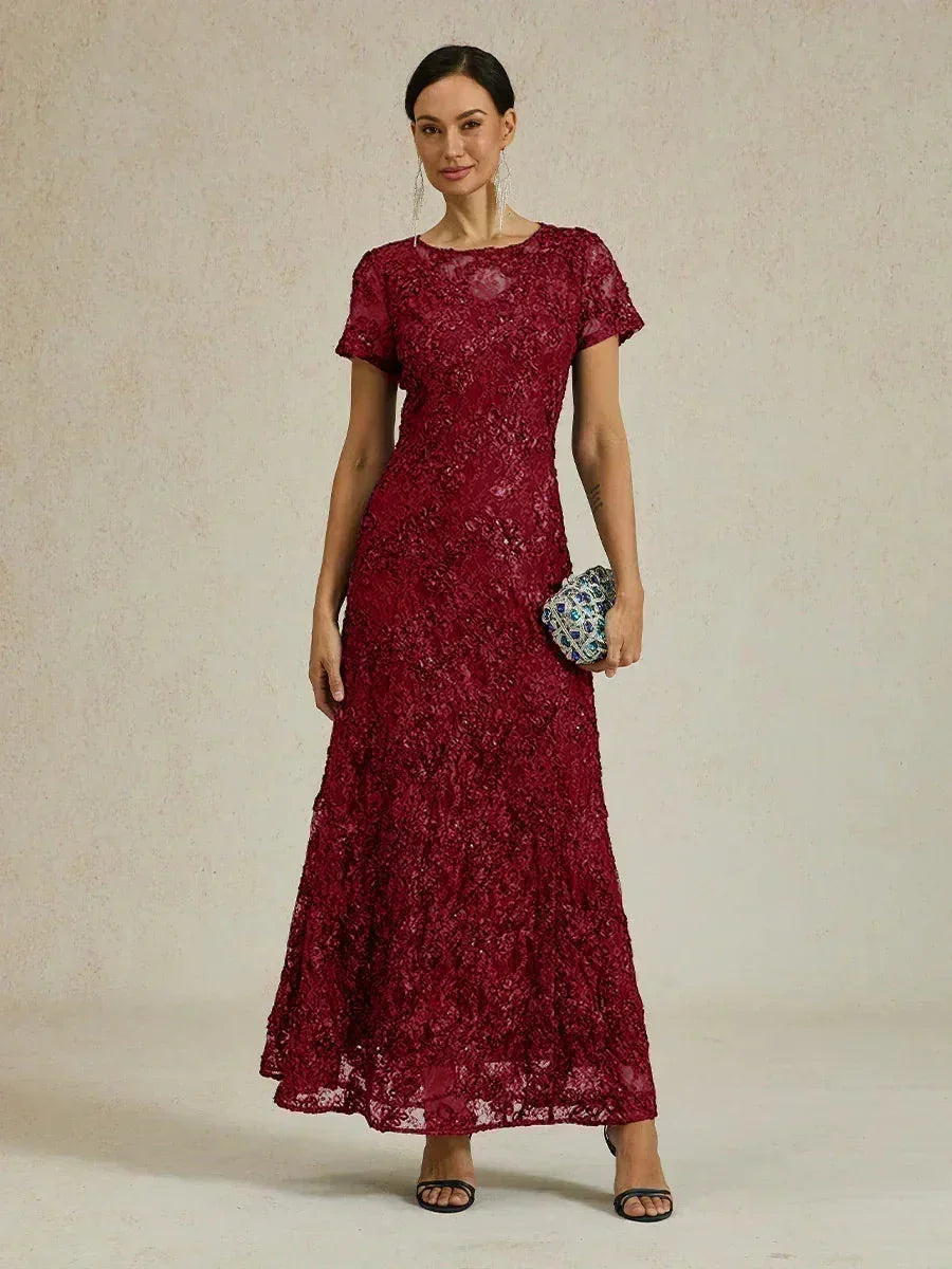 Robes A-Line en dentelle avec décorations en sequins