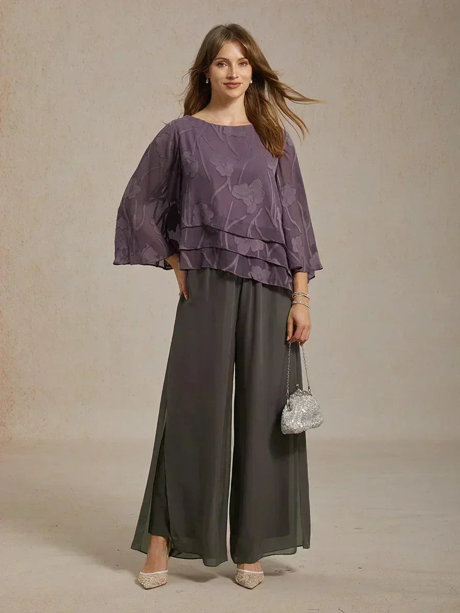 Pantalons droits avec une couche de chiffon fendue