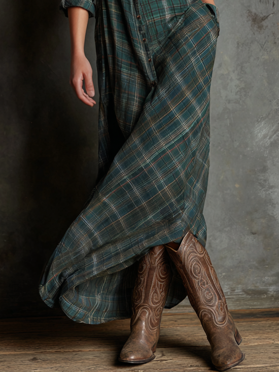Robe maxi rayée avec col