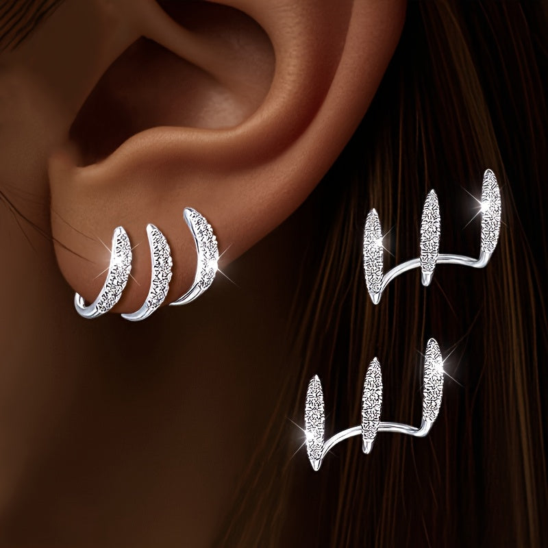 Boucles d'oreilles élégantes avec pierres précieuses en trois supports