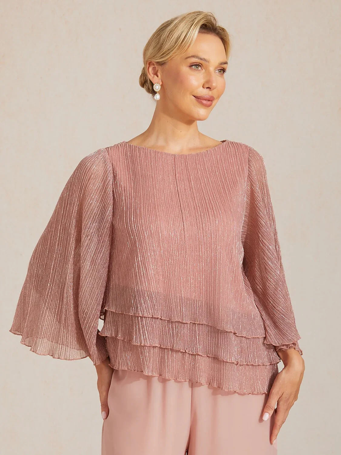 Chemise à couches asymétrique en chiffon froissé métallique