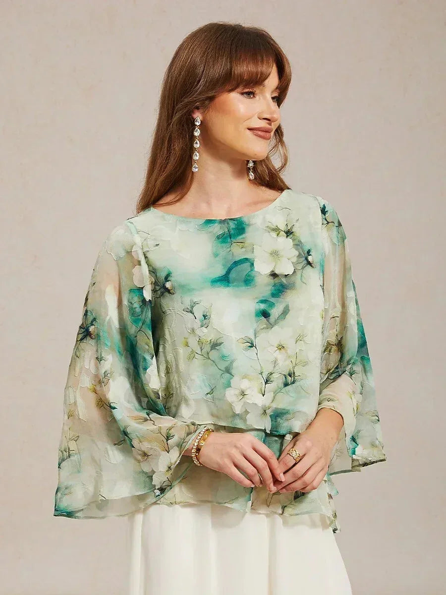 Chemise en chiffon à dentelle avec imprimé floral