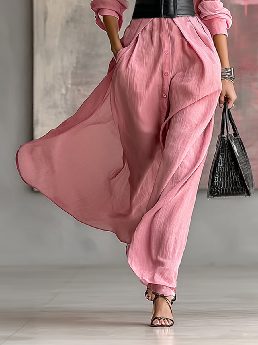 Robe maxi à col et manches longues pour femmes en couleur unie MDA0917G0Y