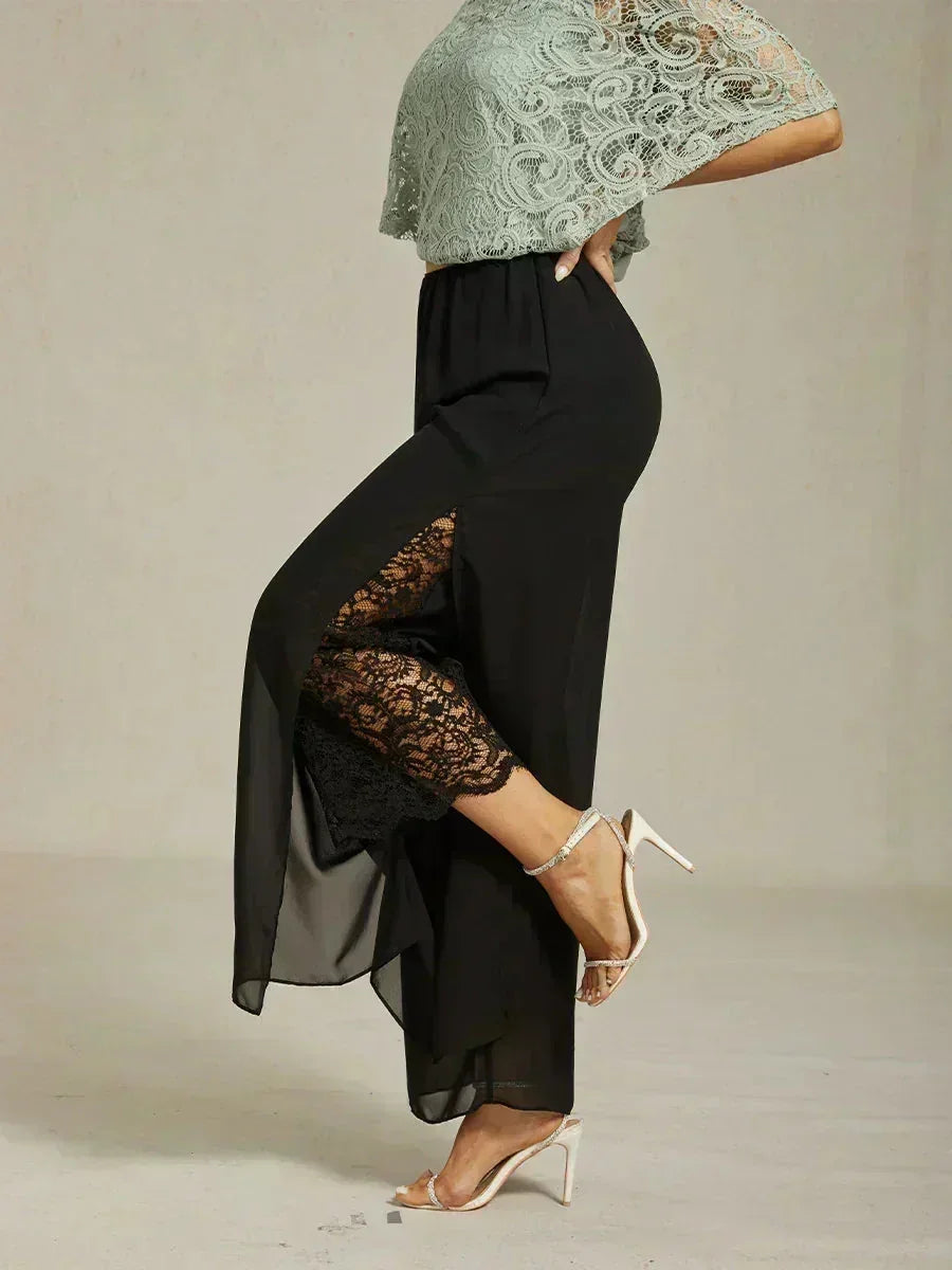 Pantalons droits avec une couche de chiffon