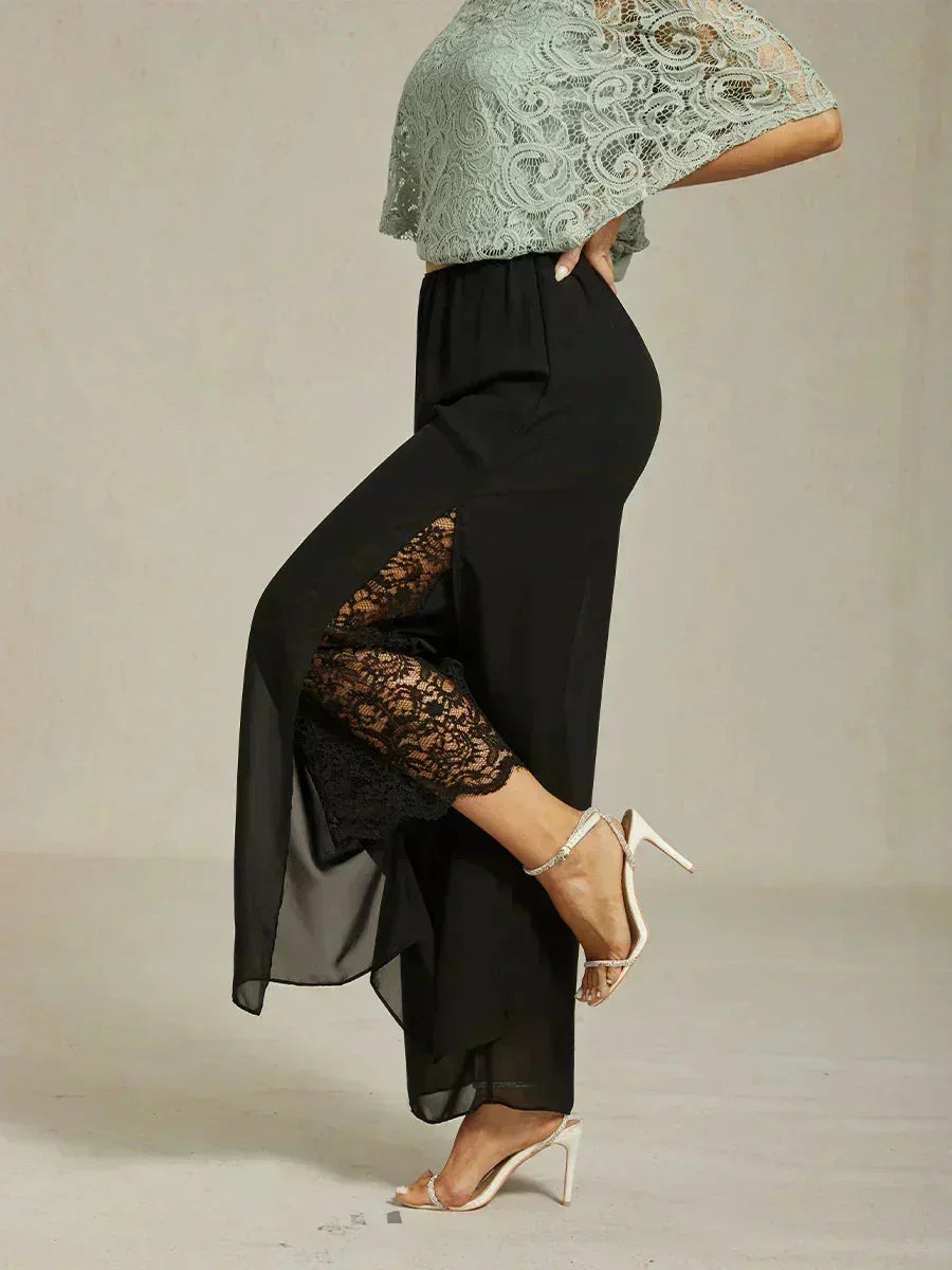Pantalons à coupe droite avec une couche de chiffon