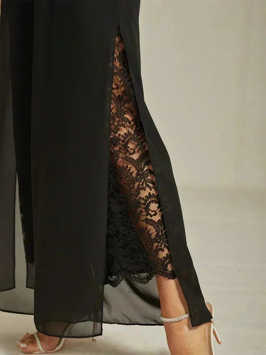 Pantalons droits avec une couche de chiffon