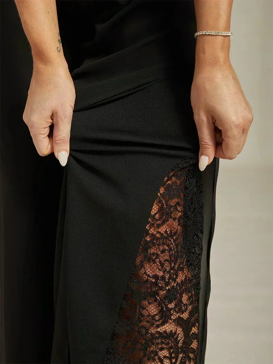 Pantalons à coupe droite avec une couche de chiffon