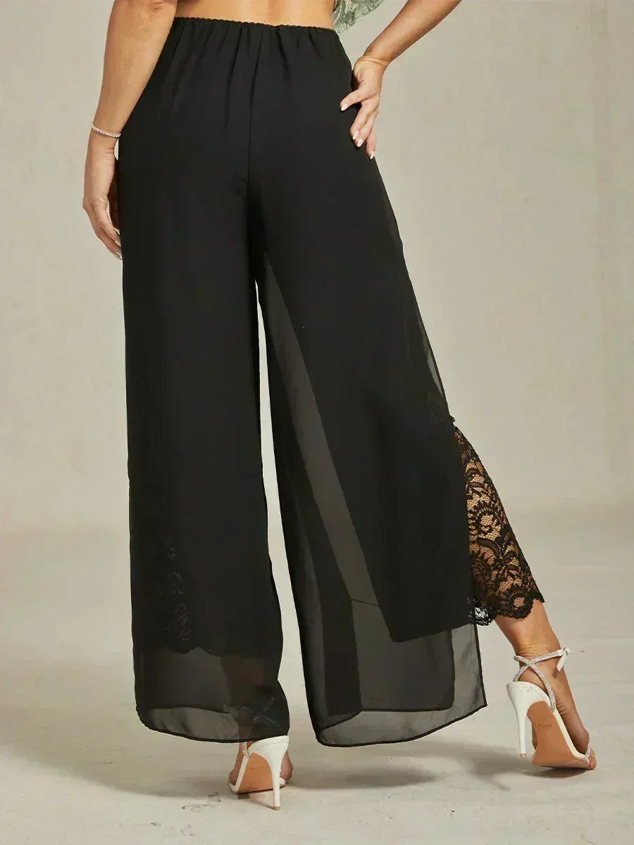 Pantalons droits avec une couche de chiffon