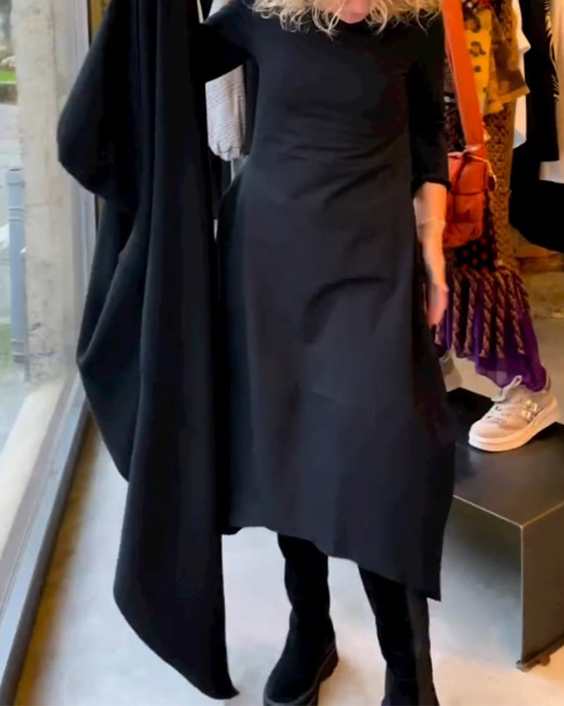 Clara - Robe midi noire avec poches