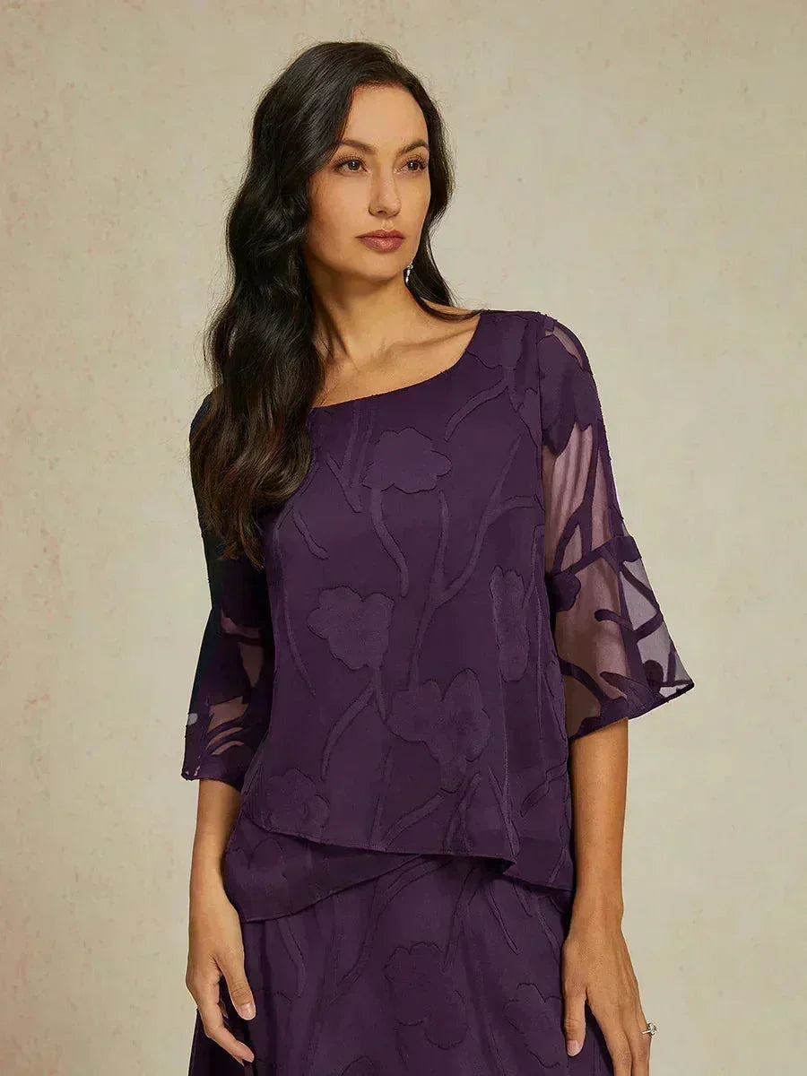 Blouse en chiffon avec des bords asymétriques élégants