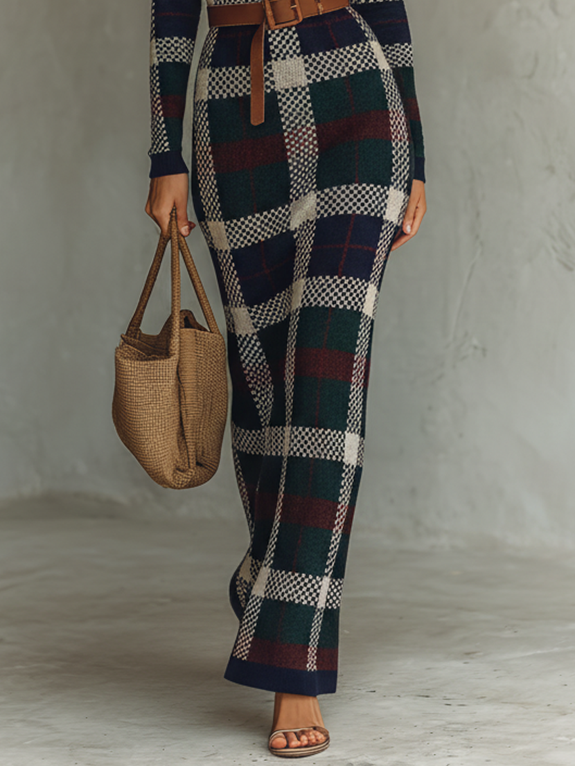 Robe maxi avec col carré, jupe fluide et tissu tricoté pour femmes MDA2984J0Y