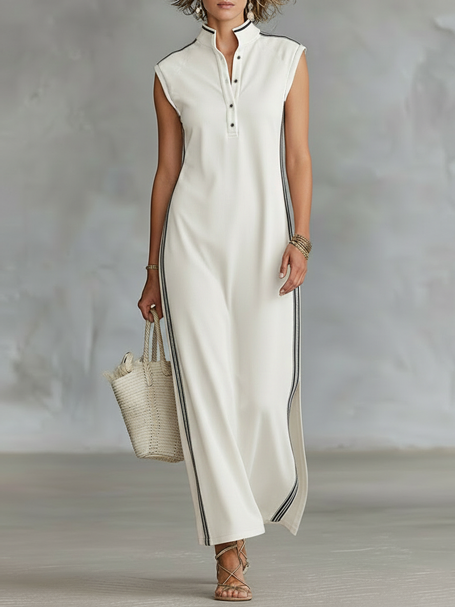 Robe maxi de style athlétique pour femmes avec manches MDZ1960C6Y