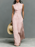 Robes maxi pour femmes au style minimaliste avec col montant et une fermeture MDZ1049C1Y